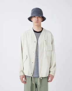 TAKIBI Herringbone Collarless Jacket
